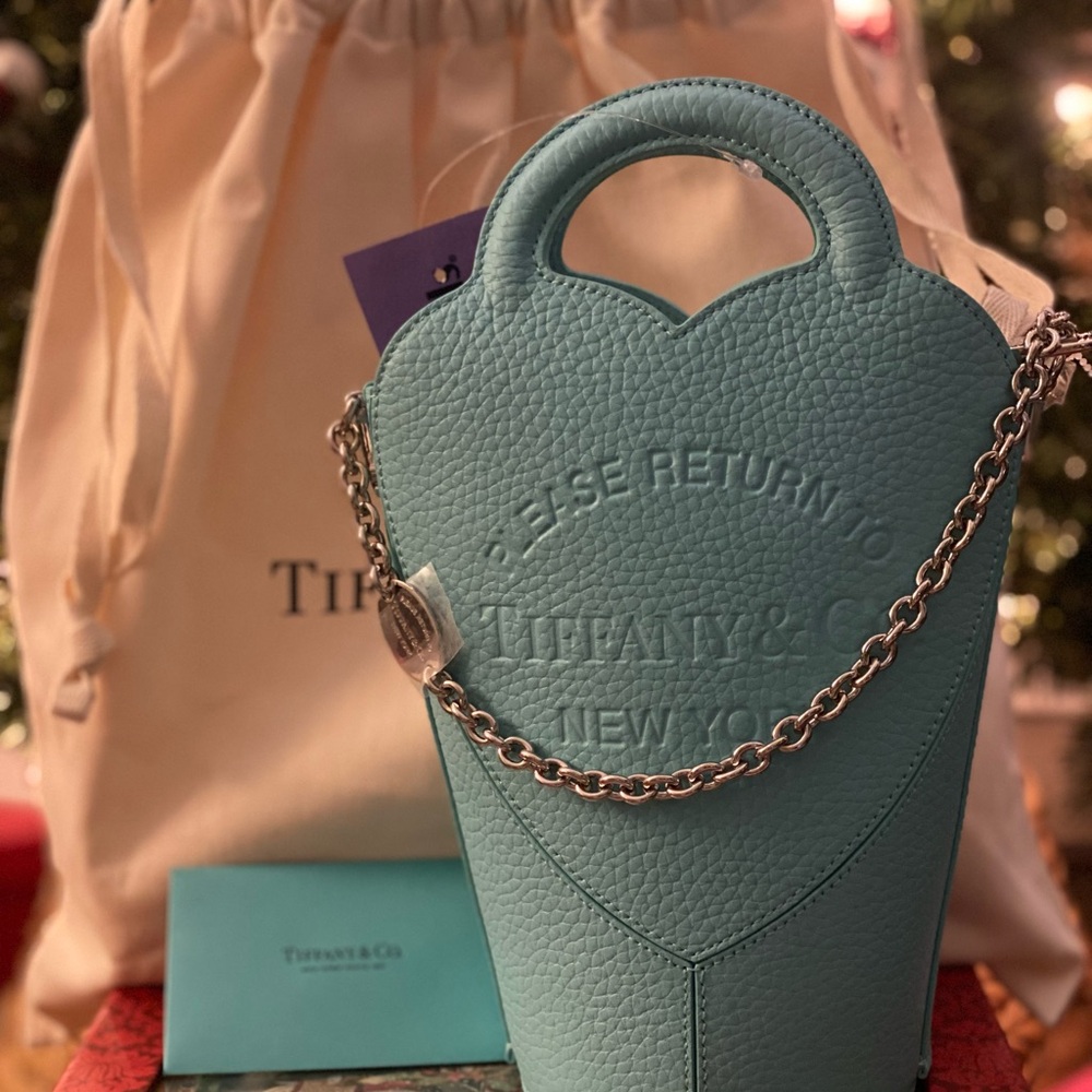 Tiffany & Co. Teal Leather Heart Top Handle Crossbody Bag